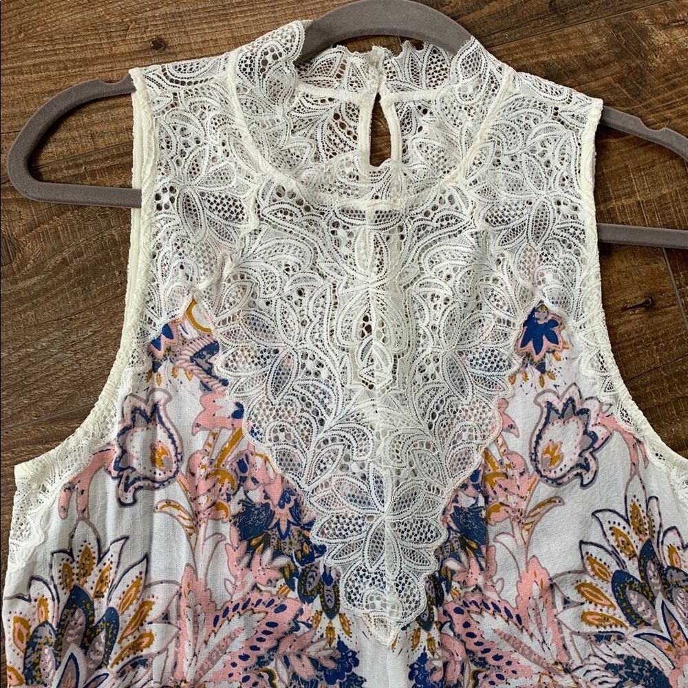 Free People Boho Lace Dress Womens M/L Fairy Whimsy Sheath Midi Delicate Summer - Picture 2 of 10
